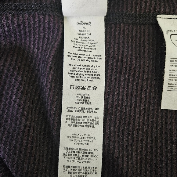 Allbirds Natural Black Natural Run Long Sleeve T-shirt Size XL - Picture 7 of 8